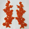 Beaded Corded Floral Lace Applique 100% Polyester Net Mesh