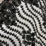 Beaded 3D Floral Lace Mesh
