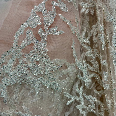 Beaded Lace Fabric Embroidered Mesh