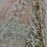 Beaded Lace Fabric on Polyester Net Mesh 52" Wide
