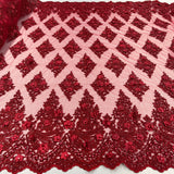 Beaded 3D Floral Lace Mesh