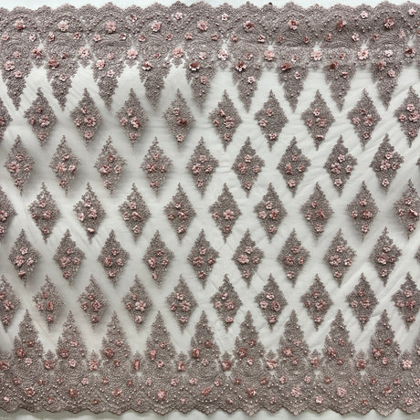 Beaded 3D Floral Lace Mesh