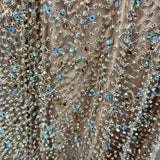 Beaded Lace Fabric Embroidered On 100 Percent Polyester Net Mesh - Black, 60" Wide (1 Yard)