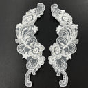 1 Pair Beaded & Corded Floral Lace Applique 10" x 3" Each Side