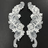 1 Pair Beaded & Corded Floral Lace Applique 10" x 3" Each Side