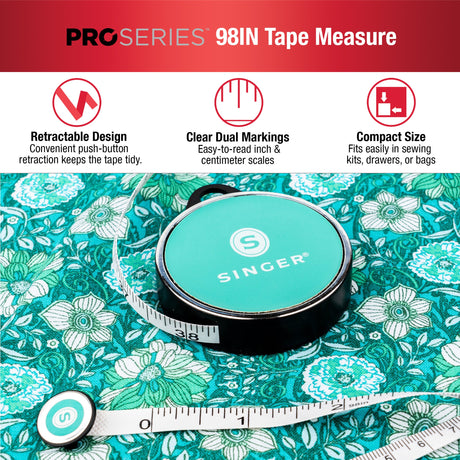 SINGER ProSeries 96 Inch Leatherette Retractable Pocket Tape Measure