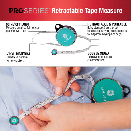 SINGER ProSeries 96 Inch Leatherette Retractable Pocket Tape Measure