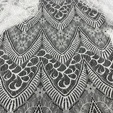 Embroidered Chantilly Lace Fabric with Eyelash Scallop