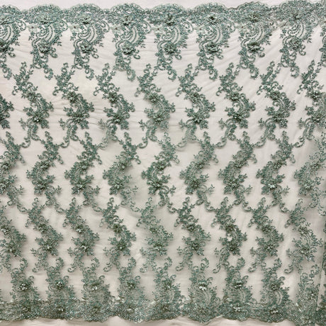 Beaded 3D Floral Lace Mesh