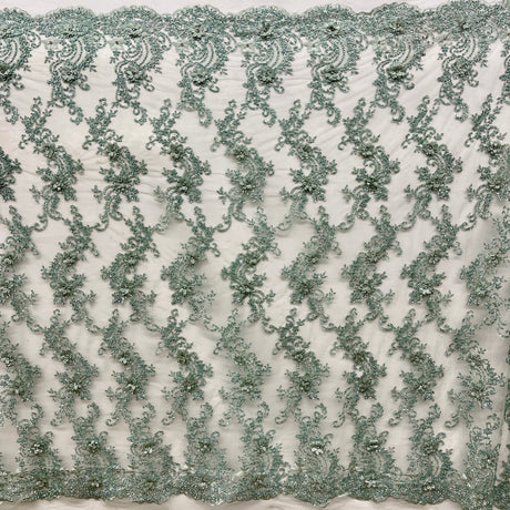 Beaded 3D Floral Lace Fabric 52" Wide