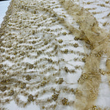 Beaded Lace Fabric on Polyester Net Mesh