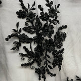 1 Yard Beaded 3D Floral Lace Fabric Embroidered 100 Percent Polyester Net Mesh 50 inch Width
