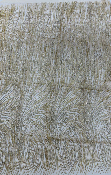 Shell Glitter Design Mesh Lace Fabric - Glitter Shell Pattern, 54" Width (1 Yard)