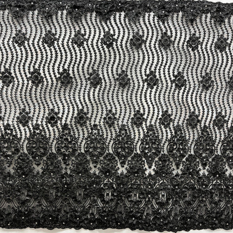 Beaded 3D Floral Lace Mesh