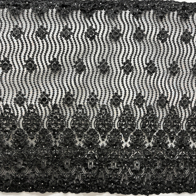 Beaded 3D Floral Lace Mesh