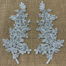 1 Pair 12" x 3.5" Beaded & Corded Floral Lace Applique 100% Polyester Net Mesh