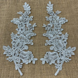 Beaded Floral Lace Applique on Polyester Mesh