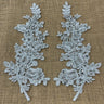 Beaded Corded Floral Lace Applique 100 Percent Polyester Fabric - Embroidered Net Mesh, 12" X 3.5" Each Side (1 Pair)