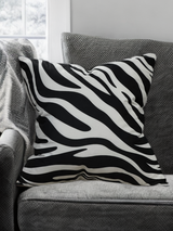 Viva020 Velvet Fabric - White Abstract Black Zebra Design, 20" X 20" (1 Piece)