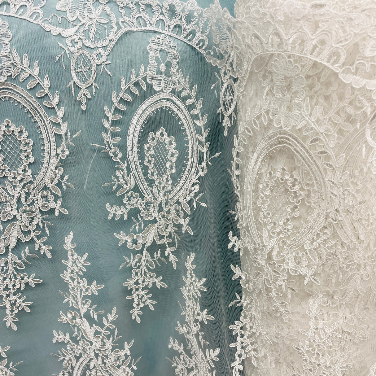 Corded Bridal Lace Fabric 100% Polyester Net Mesh 48" Wide