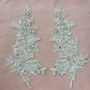 Beaded Corded Floral Lace Applique 100% Polyester Net Mesh