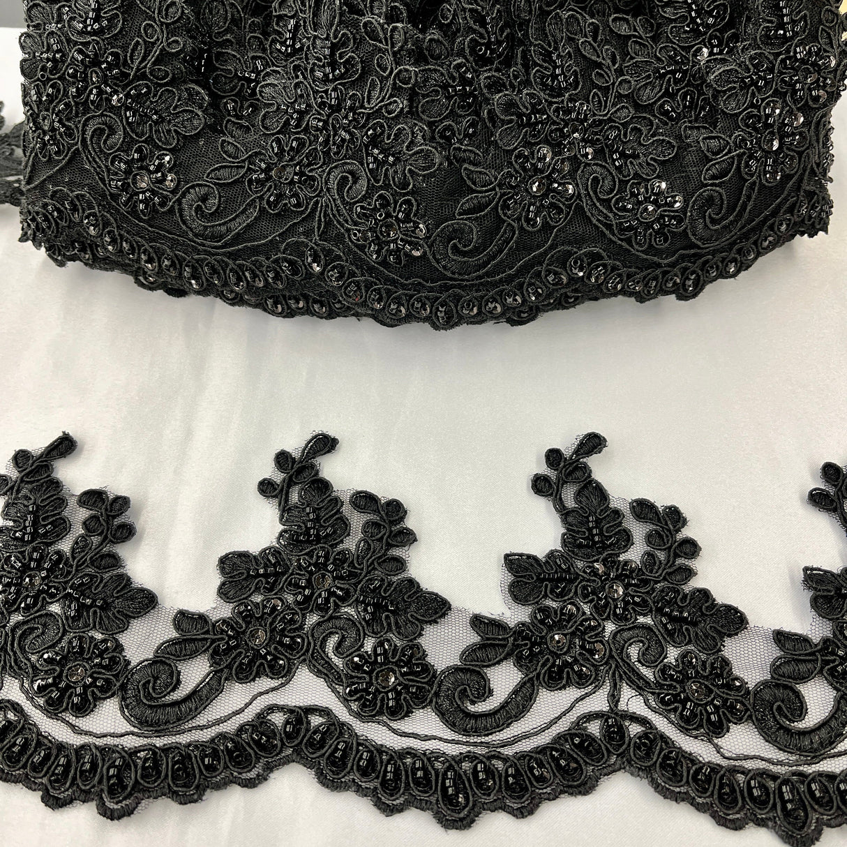 Beaded Corded Lace Trim