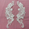 1 Pair Beaded & Corded Floral Lace Applique 10" x 3" Each Side