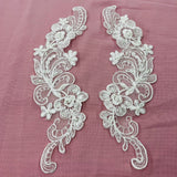 Beaded Corded Floral Lace Applique on Organza