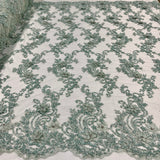 Beaded 3D Floral Lace Mesh