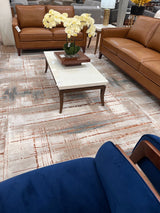 METZ 4203 Polyester Viscose Fabric - Creme, Charcoal, Silver, Mocha Abstract Geometric High-Low Texture, 9' 8" x 13' (1 Rug)