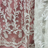 1 Yard 51 Inch Beaded Lace Fabric Embroidered on 100% Polyester Net Mesh