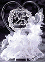 25th Anniversary Glass Heart Topper D-958, 8" high