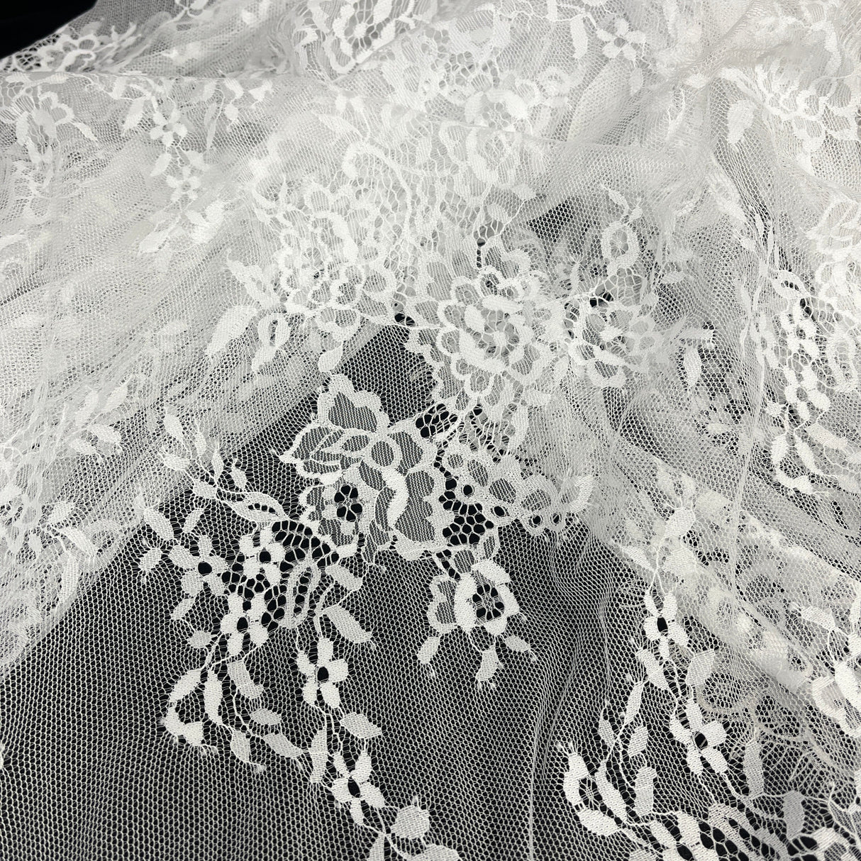 Embroidered Lace Fabric with Eyelash Scallop
