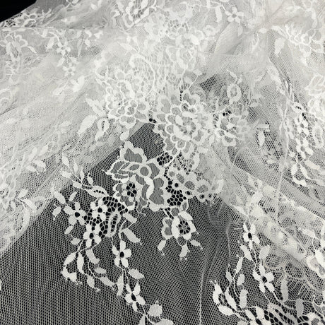 Embroidered Lace Fabric with Eyelash Scallop