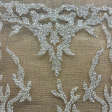 Beaded Lace Fabric on Polyester Net Mesh 52" Wide