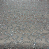 Beaded Lace Fabric Embroidered Mesh Champagne
