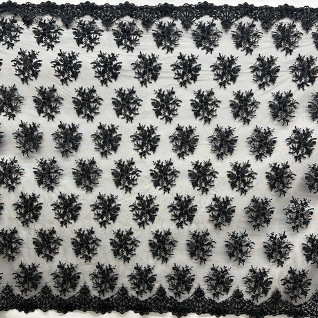 Beaded 3D Floral Lace Fabric