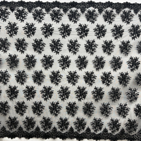 Beaded 3D Floral Lace Fabric 50" Wide