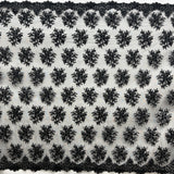 Beaded 3D Floral Lace Fabric - 3D Floral Beaded Embroidery, 50" Wide (1 Yard)