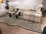 Beluga Tufted Design 55 Wool Fabric - Ivory Black Tufted Pattern, 8' X 11', 9' X 12', 10' X 13' (1 Piece)