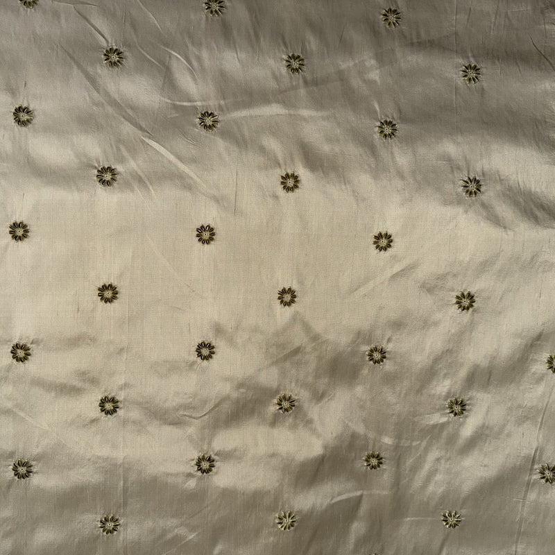 Dakota Silk Fabric - Floral Dotted Embroidered, 54" Width (1 Yard)