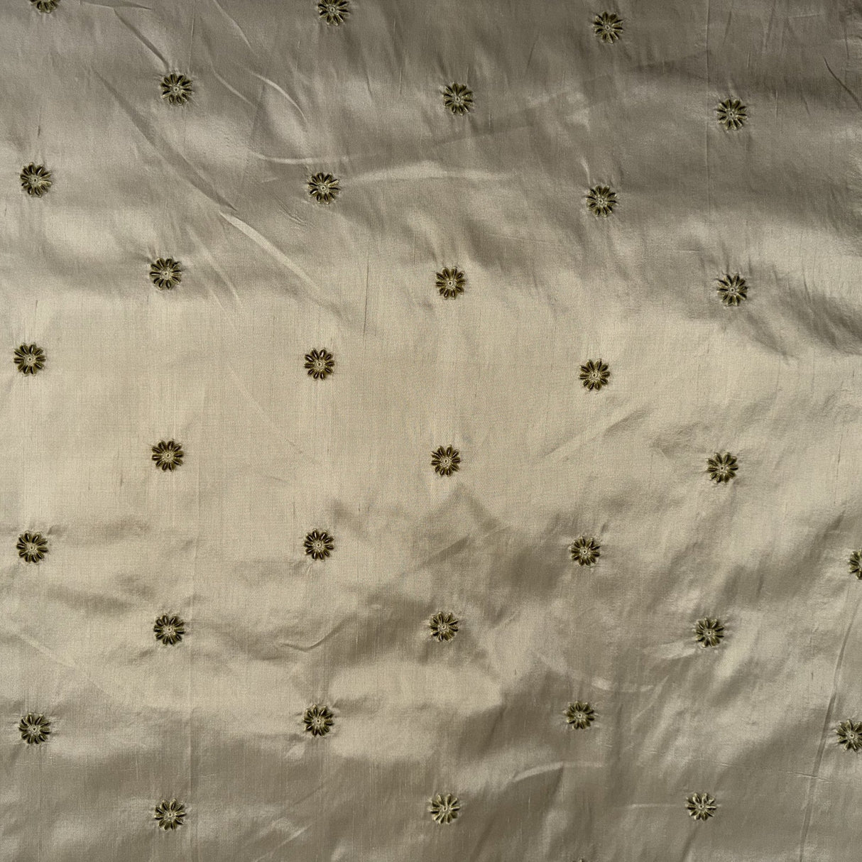Dakota Silk Fabric - Floral Dotted Embroidered, 54" Width (1 Yard)