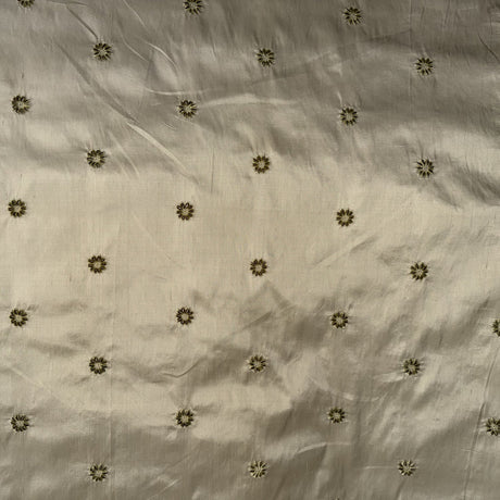Dakota Silk Fabric - Floral Dotted Embroidered, 54" Width (1 Yard)