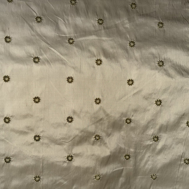 Dakota Silk Fabric - Floral Dotted Embroidered, 54" Width (1 Yard)