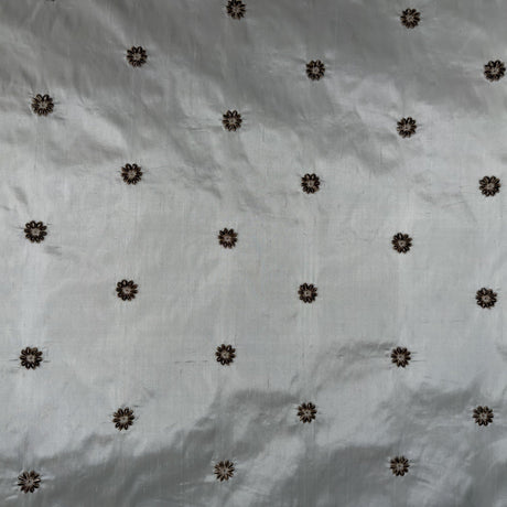Dakota Silk Fabric - Floral Dotted Embroidered, 54" Width (1 Yard)