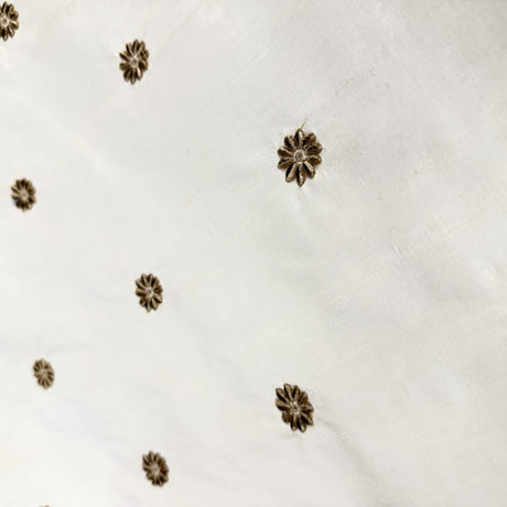 Dakota Silk Fabric - Floral Dotted Embroidered, 54" Width (1 Yard)