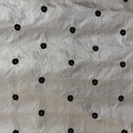 Dakota Silk Fabric - Floral Dotted Embroidered, 54" Width (1 Yard)