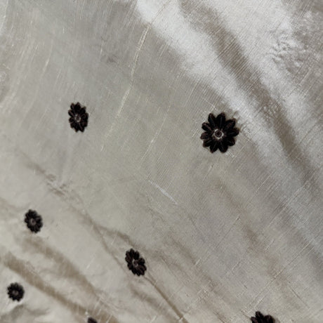 Dakota Silk Fabric - Floral Dotted Embroidered, 54" Width (1 Yard)