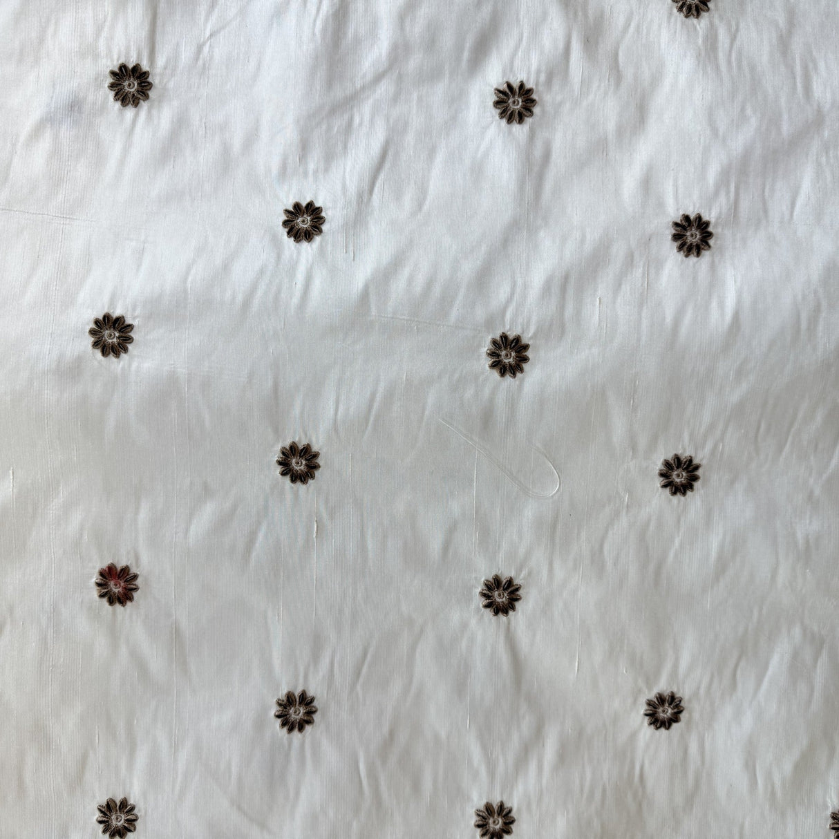 Dakota Silk Fabric - Floral Dotted Embroidered, 54" Width (1 Yard)