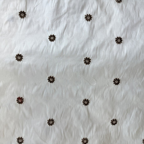 Dakota Silk Fabric - Floral Dotted Embroidered, 54" Width (1 Yard)